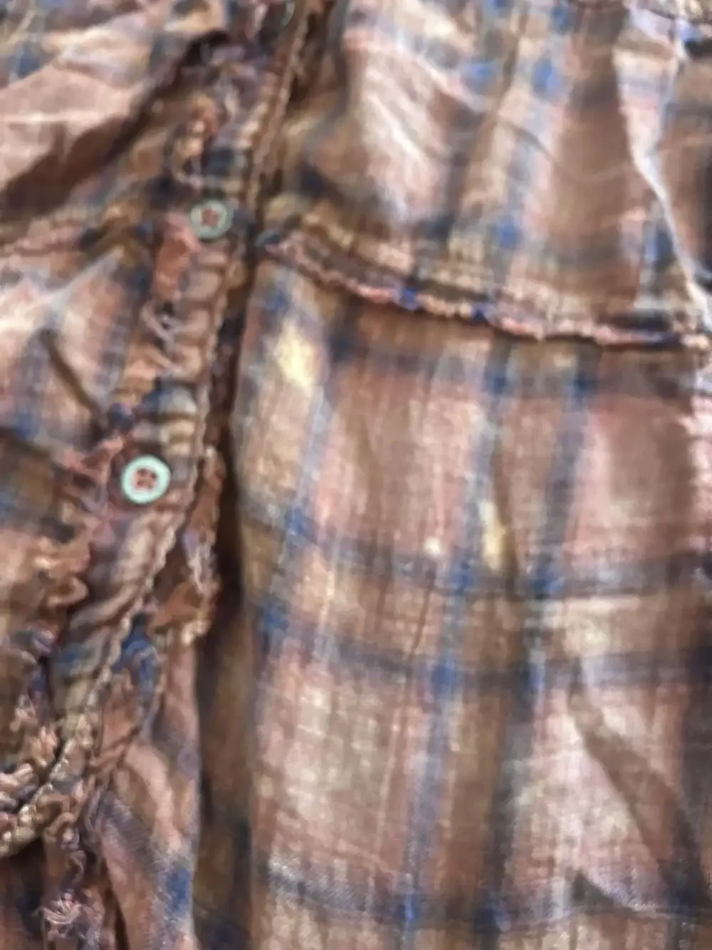 We The Free | Free People | women’s Brown Plaid  Button-Down distressed Top